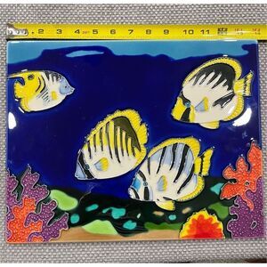 Tropical Fish Ocean Aquarium Art Tile, 11x 14 inches